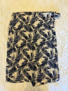 Panama Jack Navy Palm-Print Asymmetrical Skirt